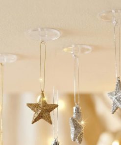 30pcs Mini Transparent Ceiling Hooks - Self-Adhesive & Traceless - Easy Install for Decor. Parties. Christmas Flags & More. Utility Hooks
