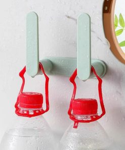 1pcs Multi Functional Storage Hook for Clothes Hats Bathroom Plastic Double Hooks for Kitchen Bathroom Living Room.9 * 10cm (Green)