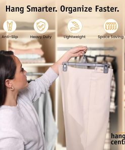 Alternative view of 30 Pack Pants Hangers Slim Plastic Clothes Hangers with Clips for Skirts. Shorts & Trousers  Non Slip Grip. Heavy Duty Space Saver with Swivel Hook  Black Closet Organizer - 12 Inch
