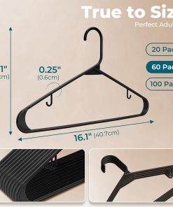 Alternative view of HOUSE DAY Black Plastic Hangers 60 Pack. Clothes Hangers with Non Slip Hooks. Durable & Space Saving Coat Hanger. Light-Weight Clothing Hanger. Perfect Closet Organizer for Everyday Use