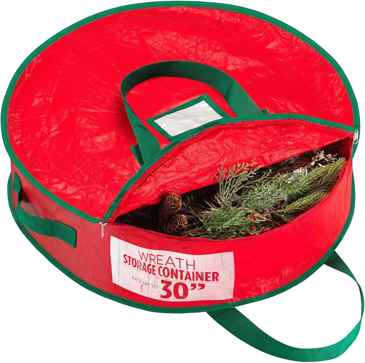 Handy Laundry Christmas Wreath Storage Container 30 Inch Durable Tarp Storage Bag with Zipper & Reinforced Handles. Holiday Dcor Organizer for Wreaths. Garlands & Seasonal Decorations. Green